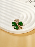 Брошь «Клевер», бело-зелёная в золоте - Фото 4