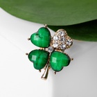 Брошь «Клевер», бело-зелёная в золоте - Фото 7