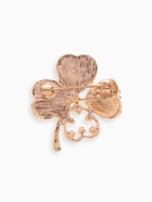 Брошь «Клевер», зелёная в золоте - Фото 4