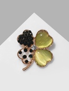 Брошь «Клевер», зелёная в золоте - Фото 8