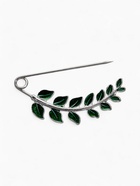 Булавка «Веточка лиственная» 6.5 см, зелёная в серебре - Фото 1