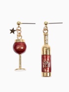 Серьги с эмалью «Вино» с бокалом, цвет бордовый в золоте - Фото 1