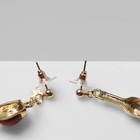 Серьги с эмалью «Вино» с бокалом, цвет бордовый в золоте - Фото 2