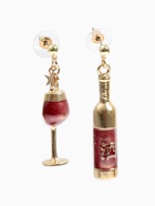 Серьги с эмалью «Вино» с бокалом, цвет бордовый в золоте - Фото 2