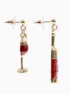 Серьги с эмалью «Вино» с бокалом, цвет бордовый в золоте - Фото 3