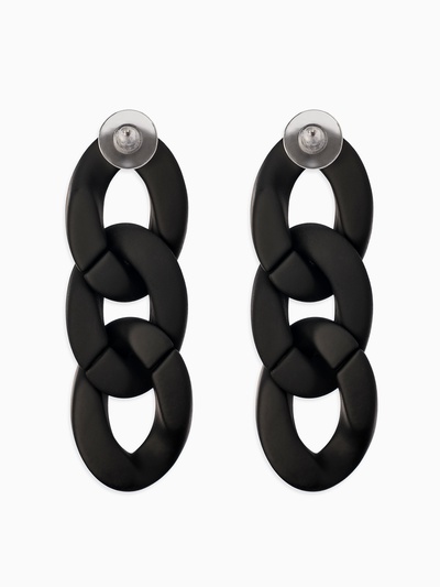 Серьги пластик «Цепь», восторг, малая, чёрные