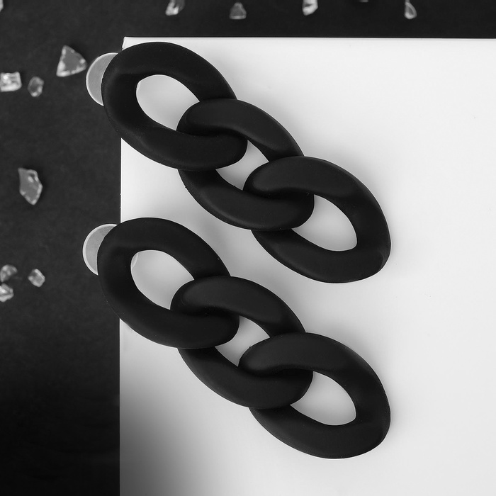 Серьги пластик «Цепь» восторг, малая, цвет чёрный - Фото 1