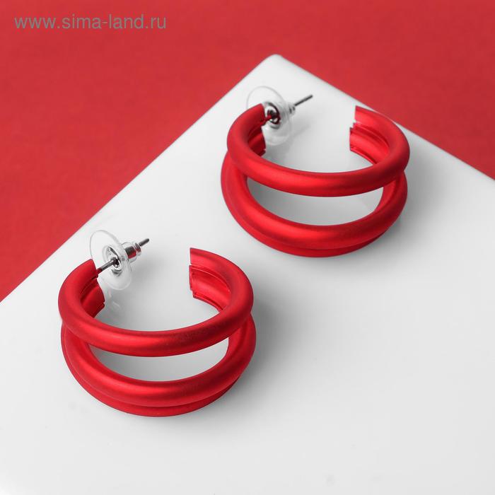 

Серьги-кольца «Боттега» тройные, d=3,5, цвет красный