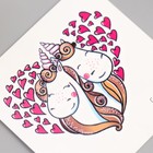 Переводная тату цветная «Единорожки с сердечками», временная татуировка, 6×6 см - Фото 2