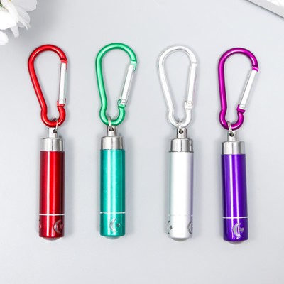 Фонарик брелок для ключей на карабине «Серебряный луч», 5.8×1.2×1.2 см