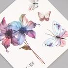 Татуировка на тело цветная "Акварельные цветы и бабочки" 6х6 см - Фото 2
