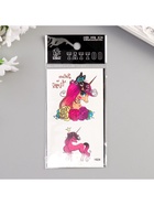 Переводные тату на тело цветные «Единороги в цветочных венках», 10.5×6 см - фото 42852620