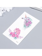 Переводные тату на тело цветные «Единороги и пионы», 10.5×6 см 5084758