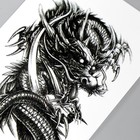 Татуировка на тело чёрная "Чёрный дракон" 10,5х6 см - Фото 3