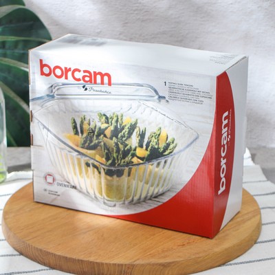 Форма для запекания Paşabahçe Borcam, 3 л, с крышкой, квадратная, жаропрочное стекло, прозрачная