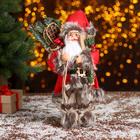 Дед Мороз "В красной шубке с лыжами" 30 см - фото 318379596