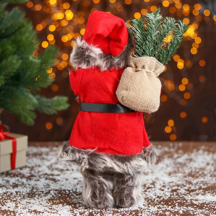 Дед Мороз "В красной шубке с лыжами" 30 см - фото 1908599293