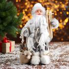 Дед Мороз "В белой шубке с лыжами" 30 см - фото 108448439