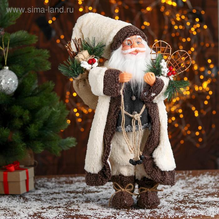 Дед Мороз под ёлку «Зимнее волшебство. Новогодняя игрушка в тулупе со снегоступами», 45 см - Фото 1