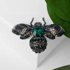 Брошь «Пчела» крупная, цвет зелёный в сером металле - Фото 1