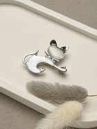 Брошь «Кошечка», белая в серебре - Фото 2