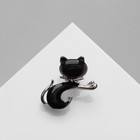 Брошь «Кошечка» с бантом, цвет чёрный в серебре - фото 299083610