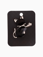 Брошь «Кошечка» с бантом, чёрная в серебре 5330704