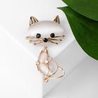 Брошь «Кошка» кошачий глаз, цвет серый в золоте - Фото 1