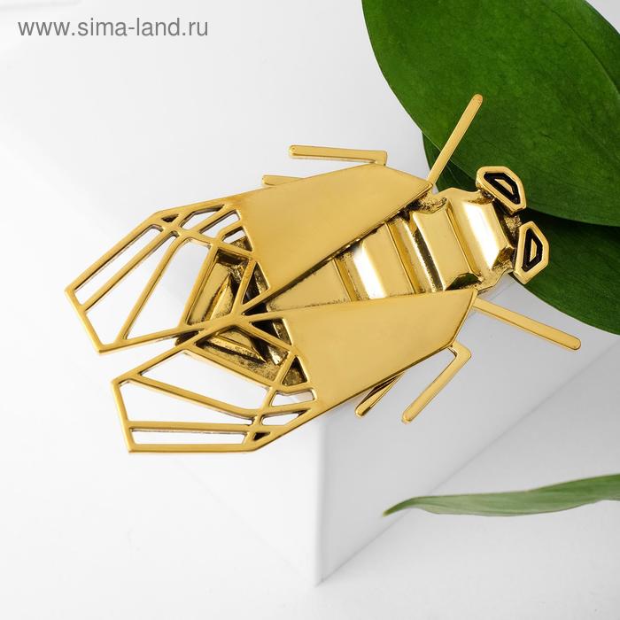 Брошь «Муха» металлическая, цвет чернёное золото - Фото 1