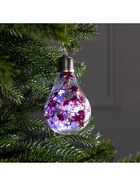 Ёлочный шар «Шишки с красной мишурой», 5 LED, от батареек, свечение белое - Фото 4