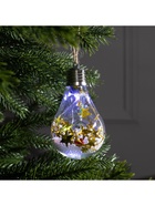 Ёлочный шар «Шишки с желтой мишурой», 5 LED, от батареек, свечение белое - Фото 4