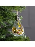 Ёлочный шар «Шишки с желтой мишурой», 5 LED, от батареек, свечение белое - Фото 5