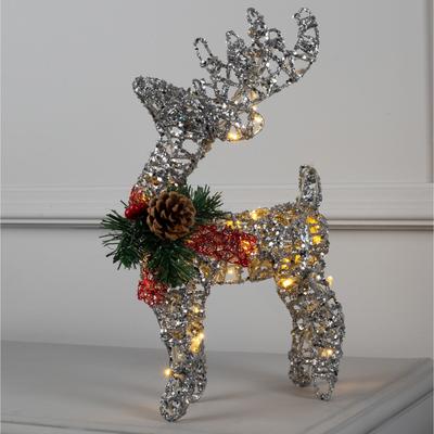 Светодиодная фигура «Олень серебристый» 25×30×10 см, металл, батарейки ААх3 (не в комплекте), свечение тёплое белое