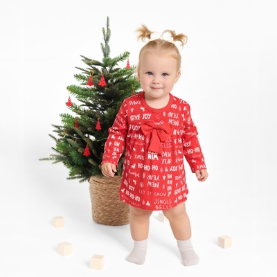 Боди - платье детское «Крошка Я» Joy, рост 62-68 см, красное