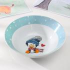 Набор детской посуды Доляна «Пингвинёнок», 3 предмета: кружка 230 мл, миска 400 мл, тарелка d=18 см, цвет белый - фото 9052238