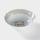 Тарелка керамическая глубокая Доляна «Котёнок на скейте», 400 мл, d=15 см, цвет белый - Фото 3