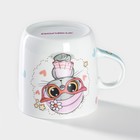 Кружка детская Доляна «Котик», 230 мл, керамика, белая - Фото 3