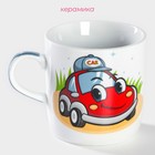 Кружка детская Доляна «Машинка», 230 мл, керамика, белая - Фото 2
