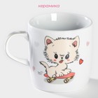 Кружка Доляна «Котёнок на скейте», 230 мл, керамика, цвет белый - Фото 2