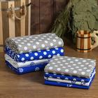 Простыня вафельная для бани Экономь и Я «Горох» 150х180 см, цвет синий, 150 гр/м2, 100% хлопок - Фото 4