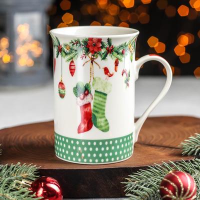 Кружка фарфоровая Доляна «Сапожки», 300 мл