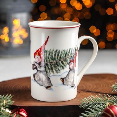 Кружка фарфоровая Доляна «Новый год. В лес за ёлкой», 300 мл