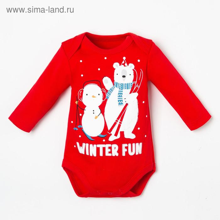 Боди детское «Крошка Я» Happy winter, рост 86-92 см, красное - Фото 1