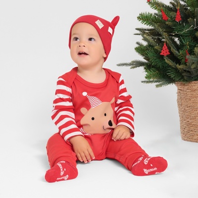 Комбинезон Крошка Я «Мишка», рост 86-92 см, красный