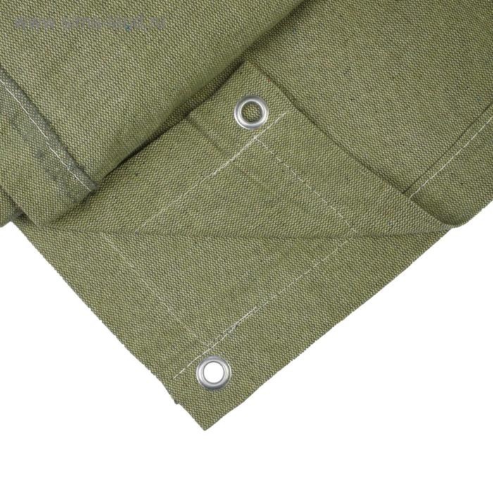 Брезент огнеупорный, 3×2 м, плотность 400 г/м², люверсы шаг 1 м, хаки - Фото 1