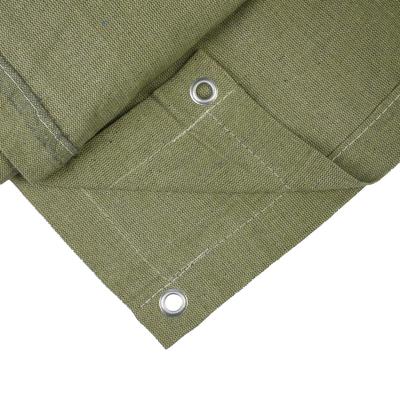 Брезент огнеупорный, 4×3 м, плотность 400 г/м², люверсы шаг 1 м, хаки