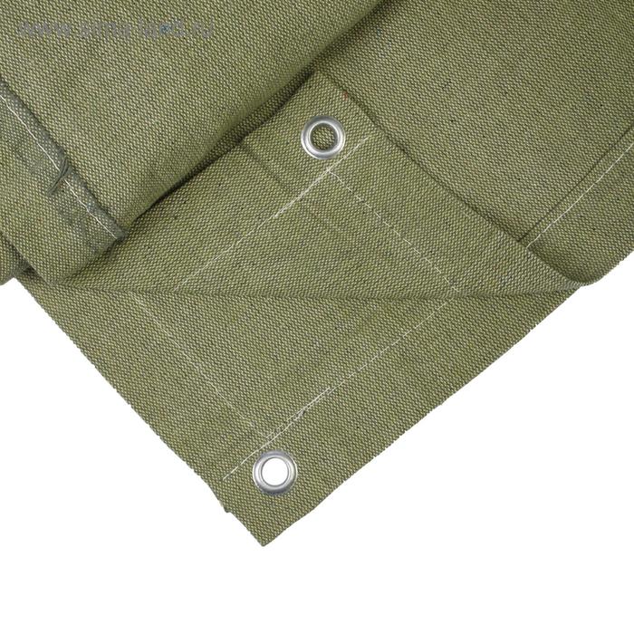 Брезент огнеупорный, 3×3 м, плотность 400 г/м², люверсы шаг 1 м, хаки - Фото 1