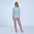 Комплект женский (лонгслив, брюки) «Анфиса» цвет голубой/тёмно-розовый, размер 44 - Фото 2