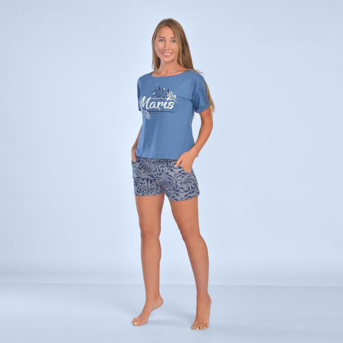 Костюм (футболка, шорты) женский «Шелест» цвет индиго, размер 50 - Фото 1