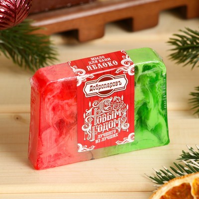 Мыло СПА - уход для бани и сауны «С Новым годом» яблоко, Добропаровъ 80 г